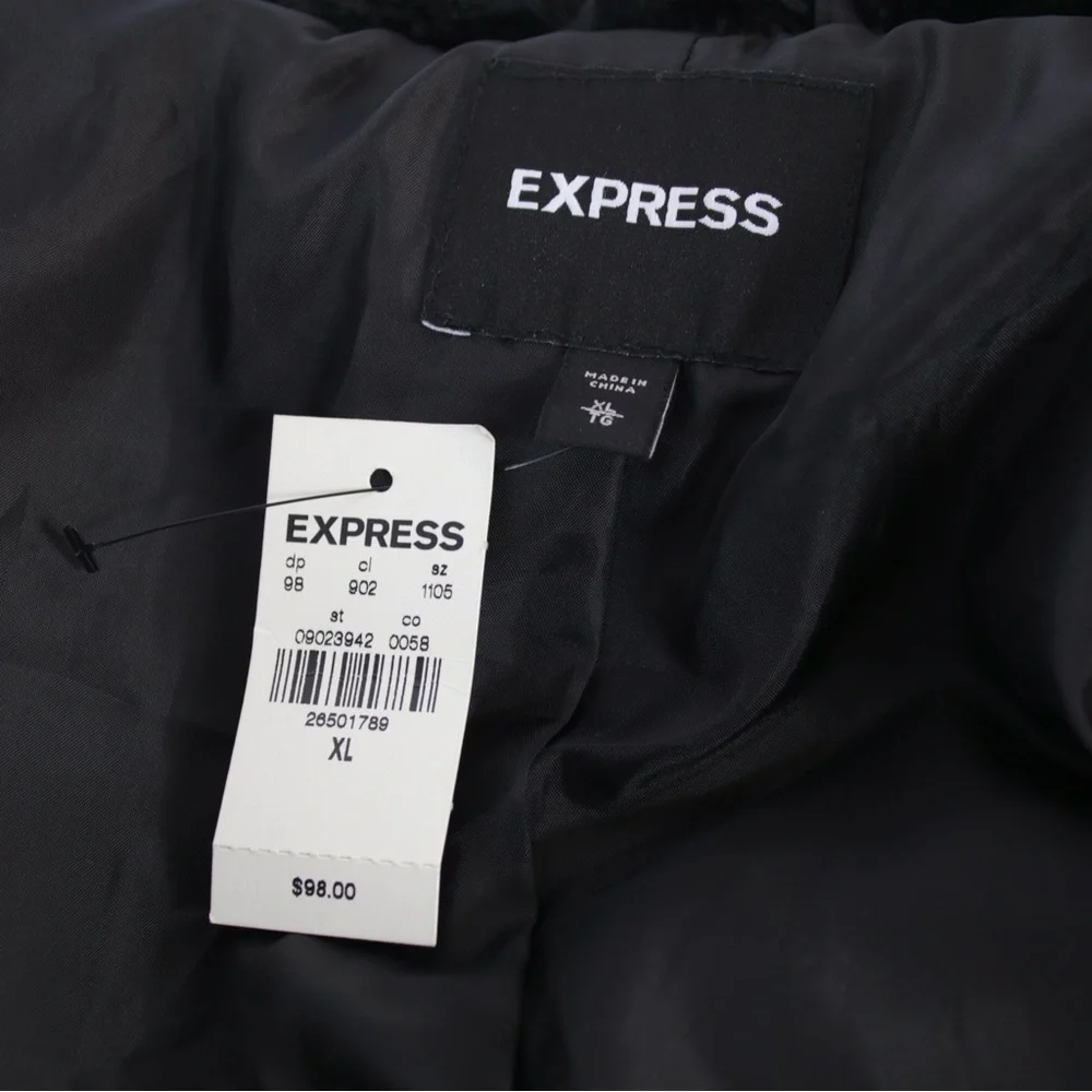 Express Black Faux‎ Fur Jacket Womens Size XL - NEW